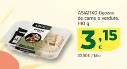 HiperDino ASIATIKO Gyozas de carne o verdura, oferta