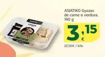 HiperDino ASIATIKO Gyozas de carne o verdura, oferta