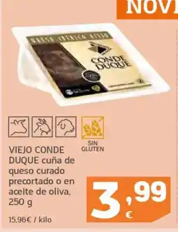 HiperDino VIEJO CONDE DUQUE cuña de queso curado precortado o en aceite de oliva oferta