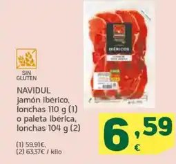 HiperDino NAVIDUL jamón ibérico, lonchas o paleta ibérica, lonchas oferta