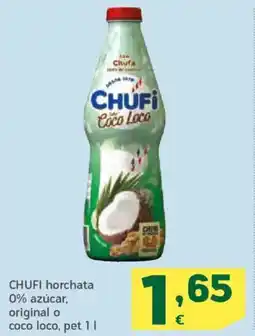 HiperDino CHUFI horchata 0% azúcar, original o coco loco oferta
