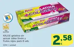 HiperDino KALISE gelatina sin azúcar sabor limón y frutos rojos oferta