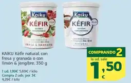 HiperDino KAIKU Kéfir natural, con fresa y granada o con limón & jengibre oferta