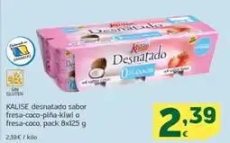 HiperDino KALISE desnatado sabor fresa-coco-piña-kiwi o fresa-coco oferta