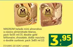 HiperDino MAGNUM helado mini almendras o clásico almendrado blanco ouble gold billionaire, chocolate, doble nocciola o double sunlover, oferta