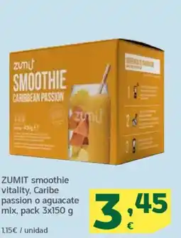HiperDino ZUMIT smoothie vitality, Caribe passion o aguacate mix oferta