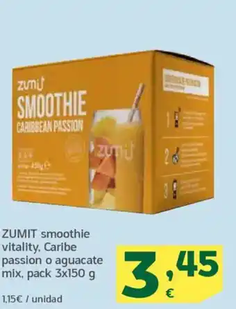 HiperDino ZUMIT smoothie vitality, Caribe passion o aguacate mix oferta
