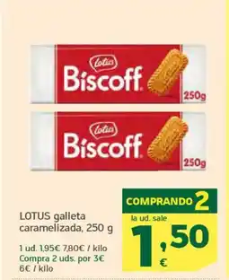 HiperDino LOTUS galleta caramelizada oferta