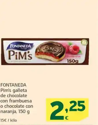 HiperDino FONTANEDA Pim's galleta de chocolate con frambuesa o chocolate con naranja, oferta