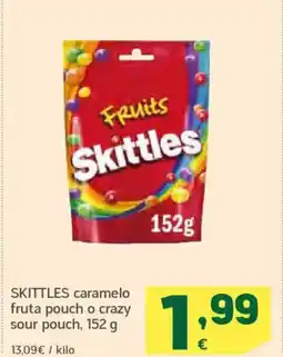 HiperDino SKITTLES caramelo fruta pouch o crazy sour pouch oferta