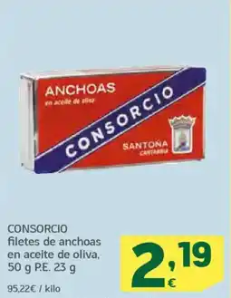 HiperDino CONSORCIO filetes de anchoas en aceite de oliva oferta