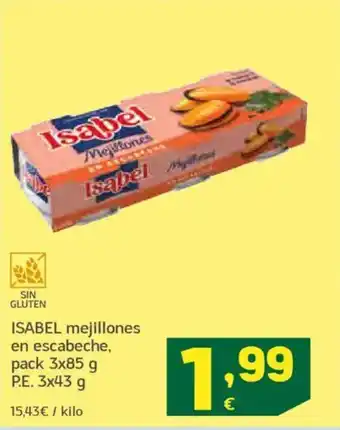 HiperDino ISABEL mejillones en escabeche, oferta