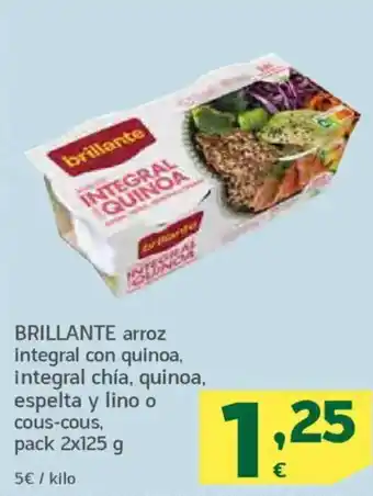 HiperDino BRILLANTE arroz integral con quinoa, integral chía, quinoa, espelta y lino o cous-cous, oferta