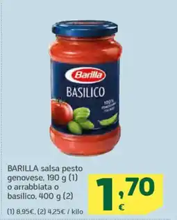 HiperDino BARILLA salsa pesto genovese o arrabbiata o basílico oferta