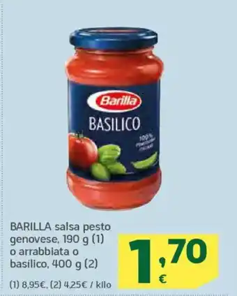 HiperDino BARILLA salsa pesto genovese o arrabbiata o basílico oferta