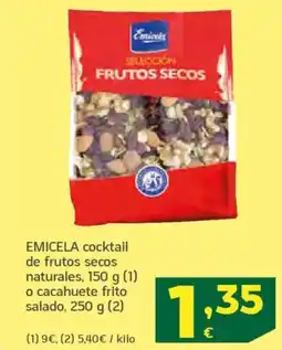 HiperDino EMICELA cocktail de frutos secos naturales o cacahuete frito salado oferta