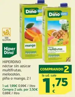 HiperDino HIPERDINO néctar sin azúcar multifrutas, melocotón, piña o mango oferta