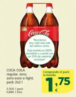 HiperDino COCA-COLA regular, zero, zero-zero o light, oferta