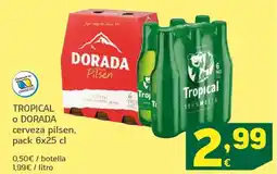 HiperDino Tropical o dorada cerveza pilsen oferta