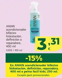 HiperDino ANIAN acondicionador bifásico hidratación, definición o reparadora oferta