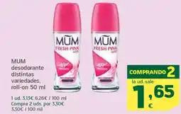 HiperDino MUM desodorante distintas variedades, roll-on oferta