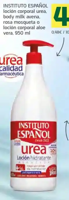 HiperDino INSTITUTO loción corporal urea, body milk avena, rosa mosqueta o loción corporal aloe vera oferta