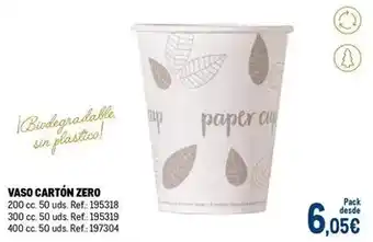 Makro Vaso cartón zero oferta