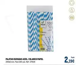 Makro Betik - pajitas rayadas azul/blanco papel oferta