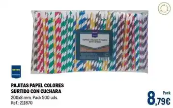 Makro Pajitas papel colores surtido con cuchara oferta