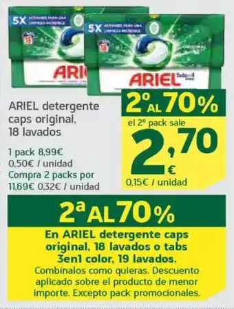 HiperDino ARIEL detergente caps original, 18 lavados oferta