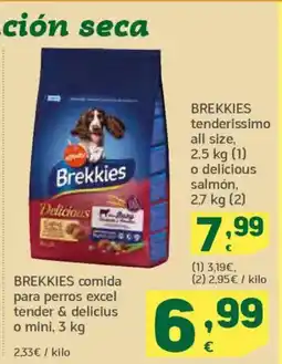 HiperDino BREKKIES comida para perros excel tender & delicius o mini, oferta