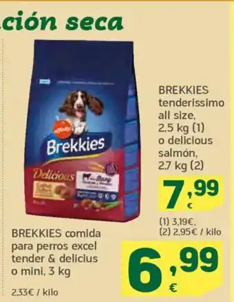 HiperDino BREKKIES comida para perros excel tender & delicius o mini, oferta