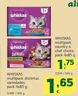 HiperDino WHISKAS multipack country o chef choice oferta