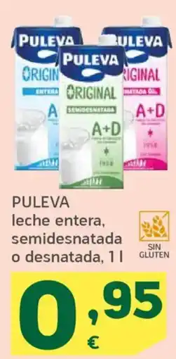 HiperDino PULEVA leche entera, semidesnatada o desnatada oferta