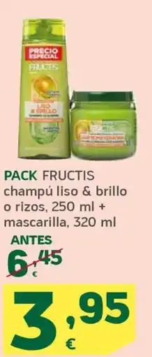 HiperDino FRUCTIS champú liso & brillo o rizos mascarilla oferta