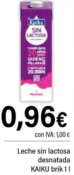 Cash Ifa KAIKU Leche sin lactosa desnatada oferta