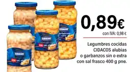 Cash Ifa CIDACOS Legumbres cocidas alubias o garbanzos sin o extra con sal frasco oferta