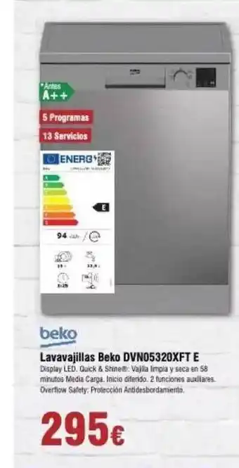 FROIZ Lavavajillas Beko Dvn05320xft E oferta