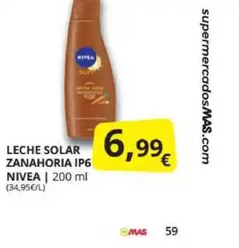 Supermercados MAS Leche Solar Zanahoria Ip6 Nivea 200ml oferta