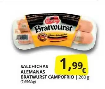 Supermercados MAS Bratwurst Salchichas Alemanas Campofrio 260g oferta