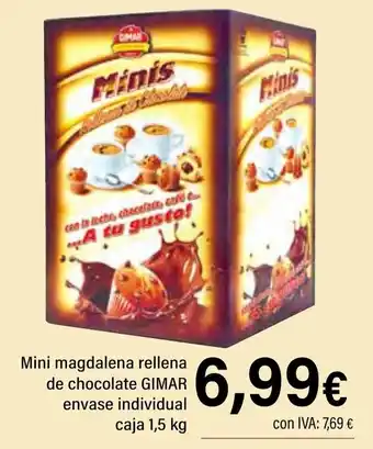 Cash Ifa GIMAR Mini magdalena rellena de chocolate envase individual oferta