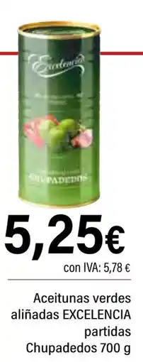 Cash Ifa EXCELENCIA Aceitunas verdes aliñadas partidas Chupadedos oferta