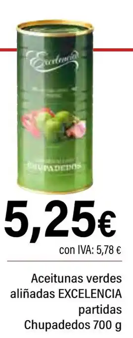 Cash Ifa EXCELENCIA Aceitunas verdes aliñadas partidas Chupadedos oferta