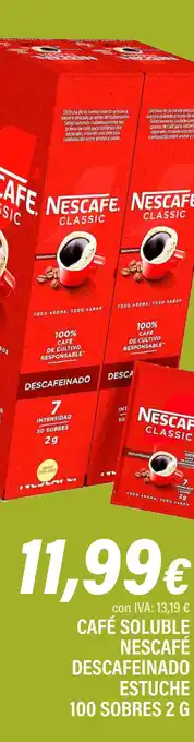 Cash Ifa NESCAFÉ Café soluble descafeinado estuche 100 sobres oferta