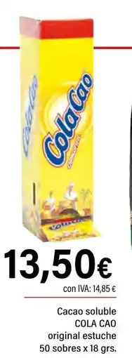 Cash Ifa COLA CAO Cacao soluble original estuche 50 sobres x 18 grs. oferta