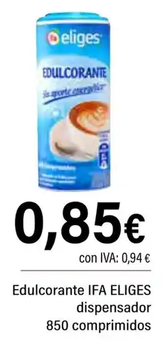 Cash Ifa IFA ELIGES Edulcorante dispensador 850 comprimidos oferta