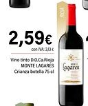 Cash Ifa MONTE LAGARES Vino tinto D.O.Ca.Rioja Crianza oferta