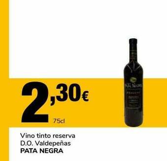 Supeco Vino Tinto Reserva D.o. Valdepeñas Pata Negra oferta