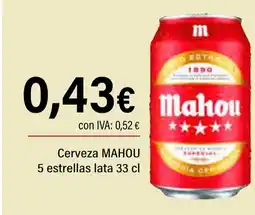 Cash Ifa MAHOU Cerveza 5 estrella oferta