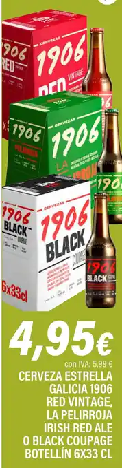 Cash Ifa SAN MIGUEL 1906 Cerveza red vintage, la pelirroja irish red ale o black coupage botellín oferta